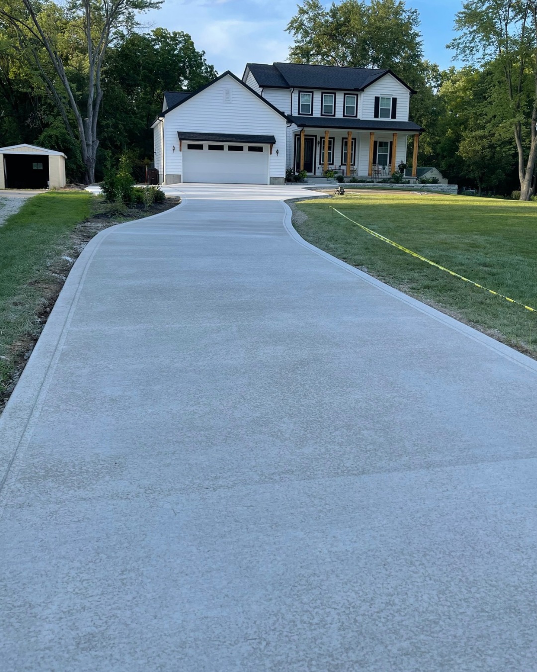 Wide concrete driveway
