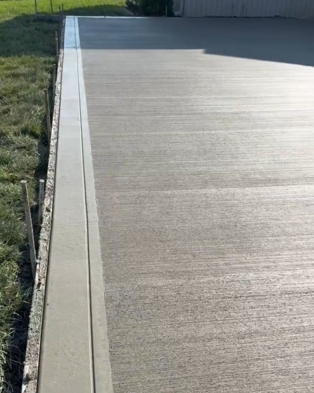 Long concrete driveway
