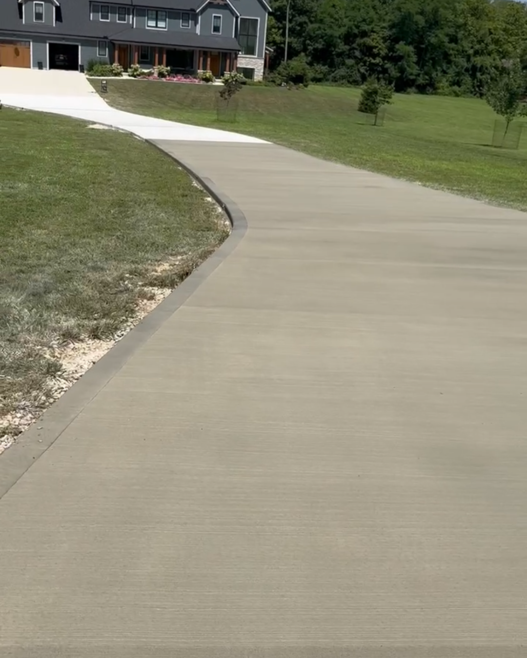 Curved concrete walkway